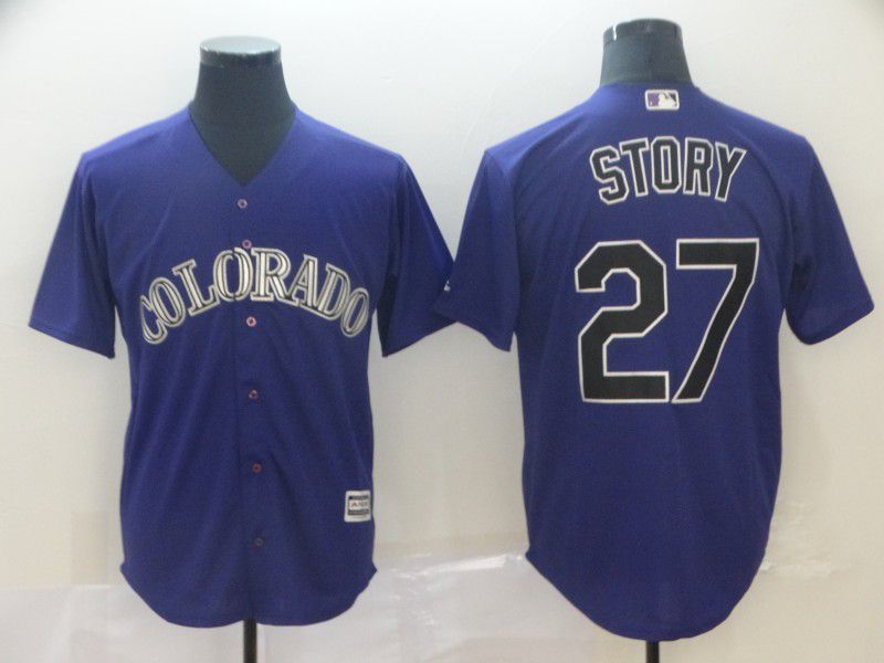 Men Colorado Rockies 27 Story Purple GameMLB Jerseys